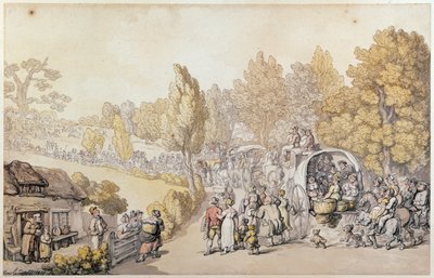 Cartoon Depicting Country Folk Leaving for the Town, 1818 by Thomas Rowlandson